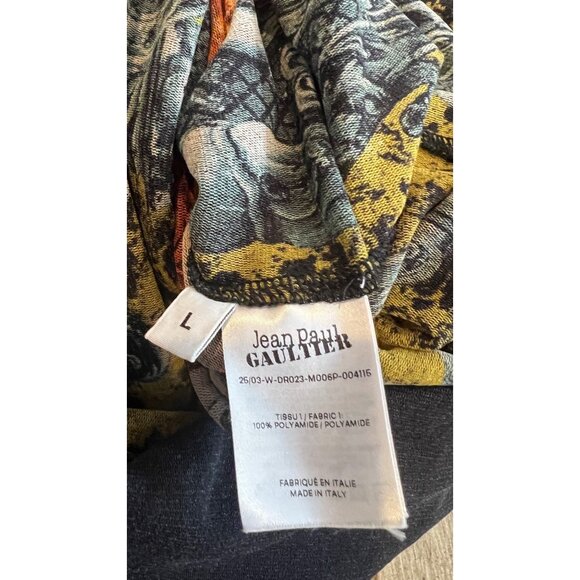 JEAN PAUL GAULTIER The Long Khaki Médaillon MESH Dress SIZE L - Picture 9 of 9